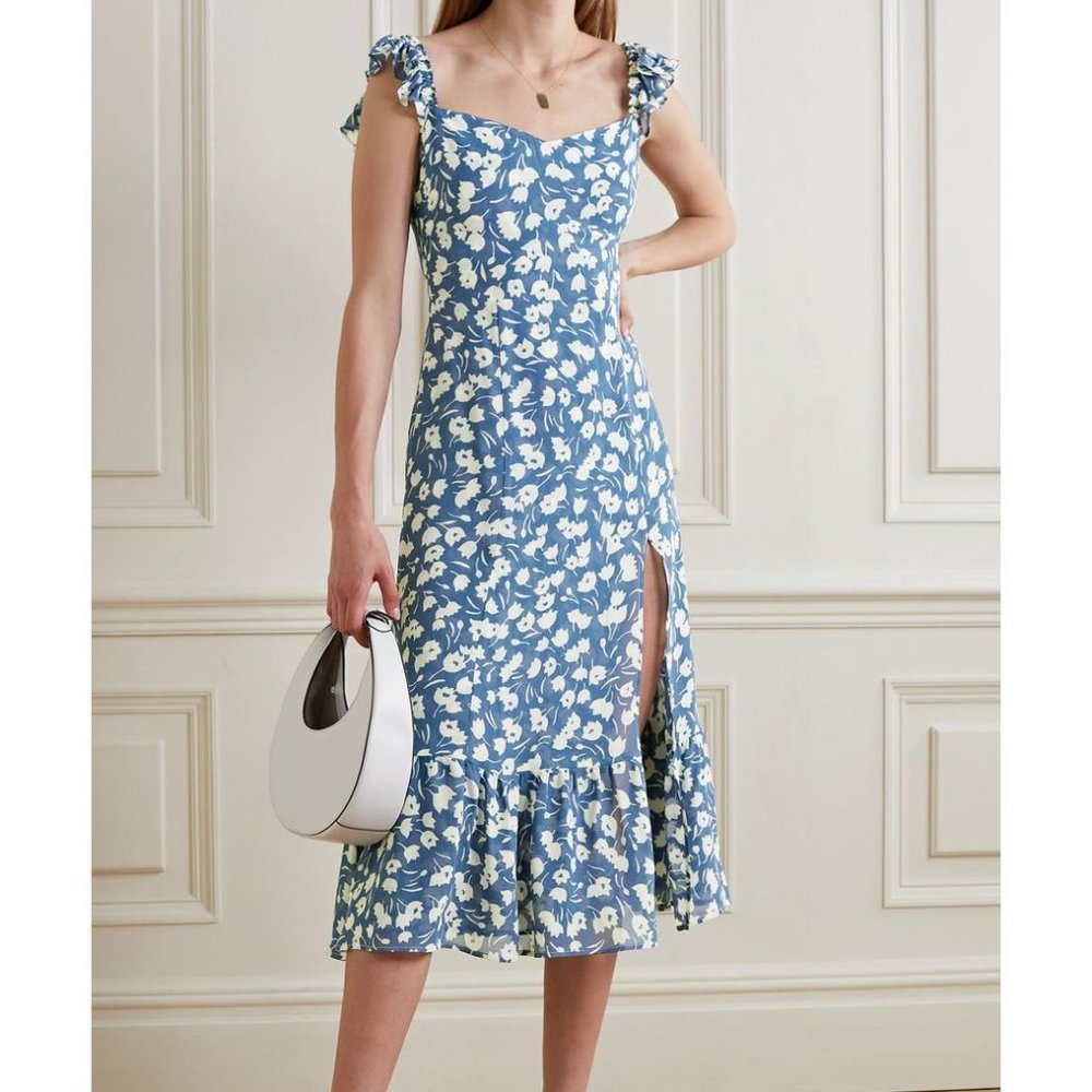 REFORMATION Bondi ruffled floral-print midi dress in crepe de chine